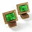 1970's Goldtone & Green Wrap Around Cufflinks Unbranded 41216