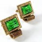 1970's Goldtone & Green Wrap Around Cufflinks Unbranded 41216
