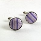 Vintage Silvertone Pink & Blue Cloth Cufflinks 101817
