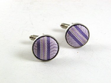 Vintage Silvertone Pink & Blue Cloth Cufflinks 101817