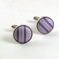Vintage Silvertone Pink & Blue Cloth Cufflinks 101817
