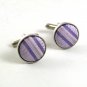 Vintage Silvertone Pink & Blue Cloth Cufflinks 101817