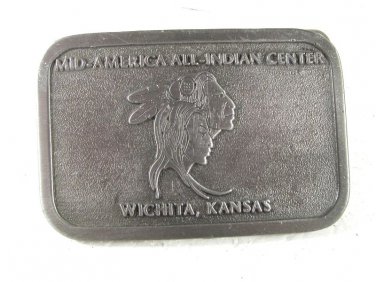 1979 Mid America All Indian Center Belt Buckle By HIT LINE U.S.A. 31916