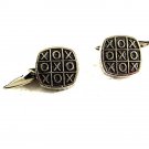 Vintage Silvertone Black Tic Tac Toe Cufflinks X's & O's 81217