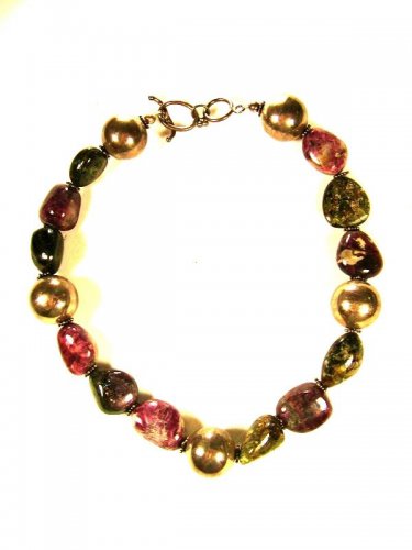 Silvertone Natural Stones Beaded Necklace / Choker 16" Unbranded 82715