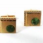Vintage Gold Tone & Green Jadite Dressy Cufflinks w/ Pat. 2974381 8916