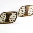 Vintage 1950's Mid Century Modern Classic Goldtone & White Cufflnks By A 92017