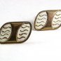 Vintage 1950's Mid Century Modern Classic Goldtone & White Cufflnks By A 92017