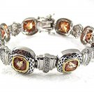 Gorgeous 7" Silver Tone Sparkley Citrine Rhinestones Bracelet 62716