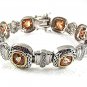 Gorgeous 7" Silver Tone Sparkley Citrine Rhinestones Bracelet 62716