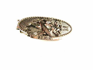 1970's Silvertone Gemini Male Female Tie Clasp Unbranded 41116