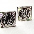 Vintage 1970's Initials / Letters Silvertone Cufflinks 91317