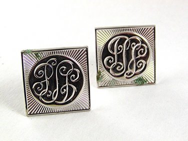 Vintage 1970's Initials / Letters Silvertone Cufflinks 91317