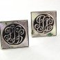 Vintage 1970's Initials / Letters Silvertone Cufflinks 91317