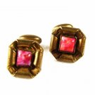 Vintage Goldtone & Pink Cufflinks by ACME 31216