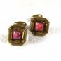 Vintage Goldtone & Pink Cufflinks by ACME 31216