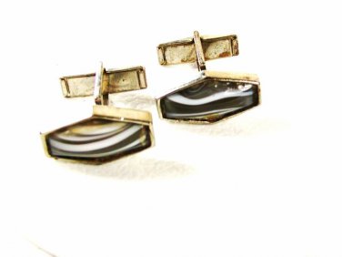 Silvertone Brown Grey White Cufflinks Unbranded 33116