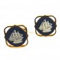 Gold Tone & Blue Jasperware Sailing Ship Cufflinks by S In Shield 1216
