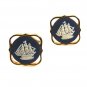 Gold Tone & Blue Jasperware Sailing Ship Cufflinks by S In Shield 1216