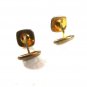 Art Deco Gold Tone & Green Cabachon Cufflinks Unbranded 11116