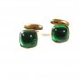Art Deco Gold Tone & Green Cabachon Cufflinks Unbranded 11116