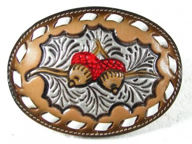 Western Cowboy Oak Leaf & Acorn Belt Buckle By TONY LAMA In Box 31916