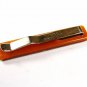 Brown Bakelite Silvertone Horse Racing 14K G.P. Tie Clasp by TY WOOD 101615
