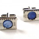 Silvertone & Blue Cufflinks Unbranded 101515a