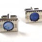 Silvertone & Blue Cufflinks Unbranded 101515a