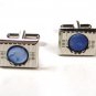 Silvertone & Blue Cufflinks Unbranded 101515a