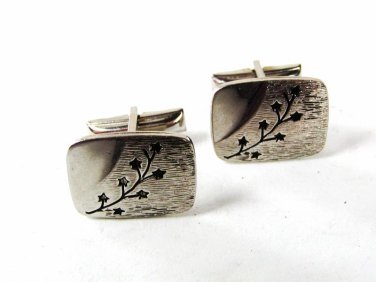 Vintage Silver Tone Branch of 5 Pointed Stars Cufflinks PAT PEND 81016