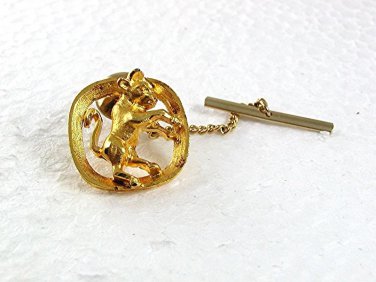 Vintage Goldtone Big Angry Bull Tie Clasp 71717