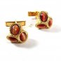 Gold Tone & Tiger Eye Cufflinks Unbranded 51716 Pat No. 2920363