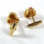 Gold Tone & Tiger Eye Cufflinks Unbranded 51716 Pat No. 2920363