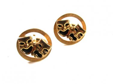 Gold Tone Comedy & Tragedy Theatre Cufflinks Unbranded 12215