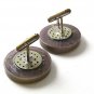 Vintage Silver Tone Gray Sailing Ship Cufflinks / Buttons 1217