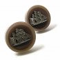Vintage Silver Tone Gray Sailing Ship Cufflinks / Buttons 1217