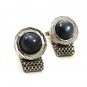 1970's Silver Tone & Gray Grey Wrap Around Cufflinks 22717