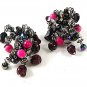 Vintage Purple Pink Crystal Jingly Jangley Dangley Clip On Earrings By HOBE 102