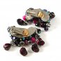 Vintage Purple Pink Crystal Jingly Jangley Dangley Clip On Earrings By HOBE 102