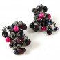 Vintage Purple Pink Crystal Jingly Jangley Dangley Clip On Earrings By HOBE 102