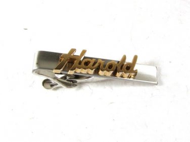 1960's Gold Tone Silver Tone HAROLD Tie Clasp By SWANK 2616