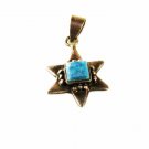 Sterling Silver Blue Onyx Star of David Pendant Unbranded 3616