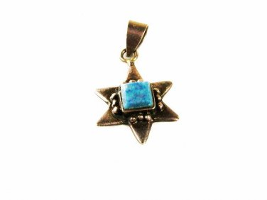 Sterling Silver Blue Onyx Star of David Pendant Unbranded 3616