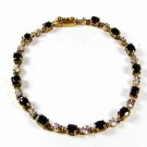 Sterling Gold Vermeil Black or Blue Clear Rhinestones Bracelet by TBA 5116