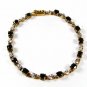 Sterling Gold Vermeil Black or Blue Clear Rhinestones Bracelet by TBA 5116