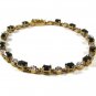 Sterling Gold Vermeil Black or Blue Clear Rhinestones Bracelet by TBA 5116