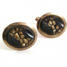 Vintage Silvertone Black Goldtone Cufflinks 101717