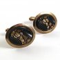 Vintage Silvertone Black Goldtone Cufflinks 101717