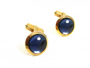 1950's True Vintage Blue & Goldtone Cufflinks by SWANK 101614